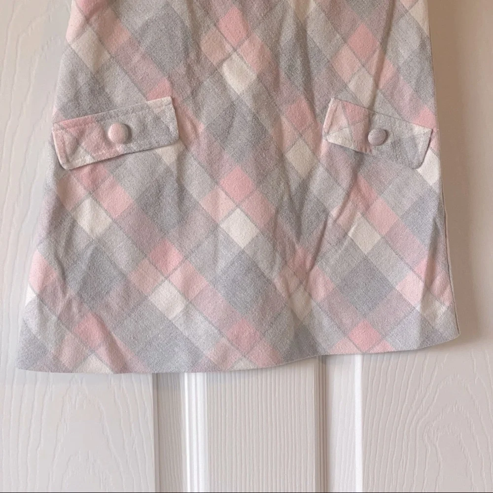 Ana Vini toddler girls pink & gray school girl style dress w/faux pockets - Picture 2 of 8